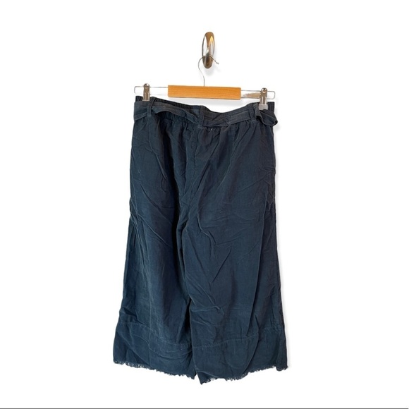 Cloth & Stone Marcel Corduroy Belted Cropped Wide-Leg Pants Teal Size Small - Picture 3 of 4